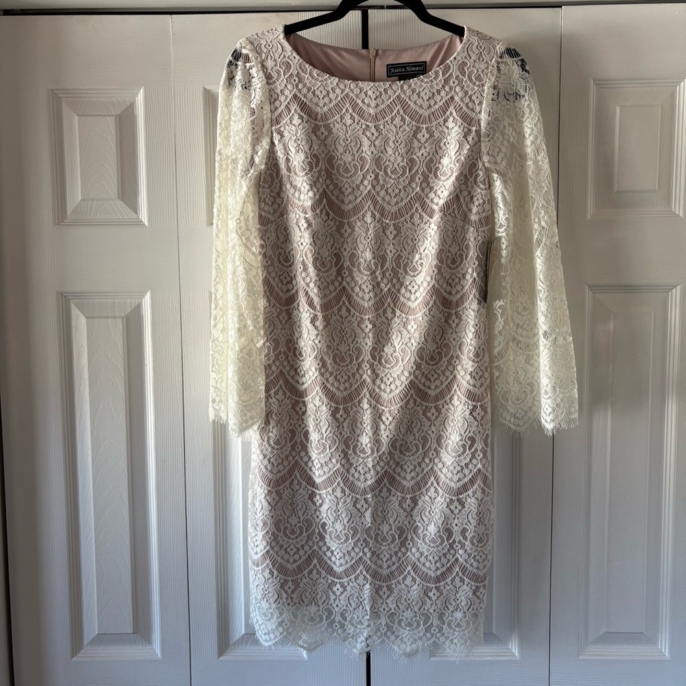 Jessica Howard Lace Dress in Cream and White, Women’s Size 6